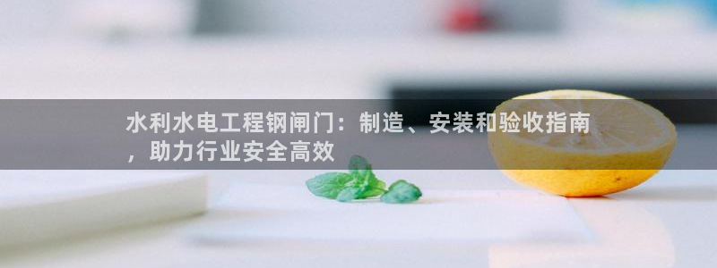 彩神争霸老平台：水利水电工程钢闸门：制造、安装和验收指南
，助力行业安全高效