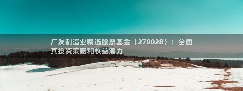 彩神平台注册登录：广发制造业精选股票基金（270028）：全面
其投资策略和收益潜力